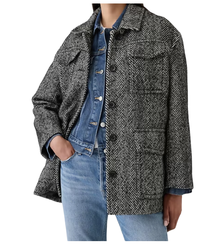 Herringbone Belted Utility Jacket